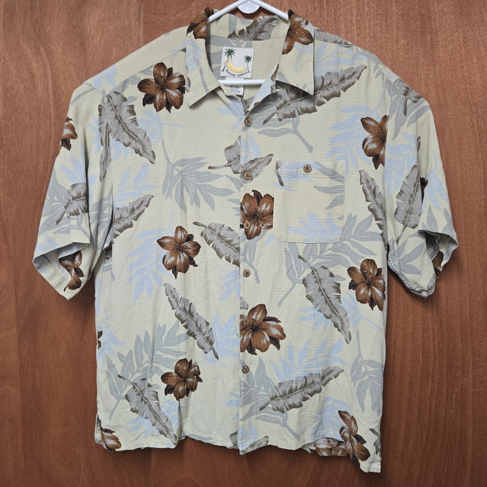 Banana Cabana XXL Men's Leaf and Floral Print Casual Shirt